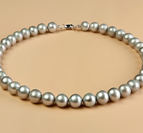 Ожерелье из жемчуга с115-40з: металлик пресноводный жемчуг, золото 585°