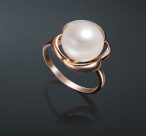 Серебряное кольцо с жемчугом к-211363-з: белый пресноводный жемчуг, серебро 925°