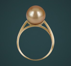 Кольцо с жемчугом к-110666жз: золотистый морской жемчуг, золото 585°