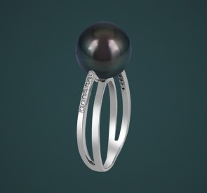 Кольцо с жемчугом к-110666-бч: чёрный морской жемчуг, золото 585°